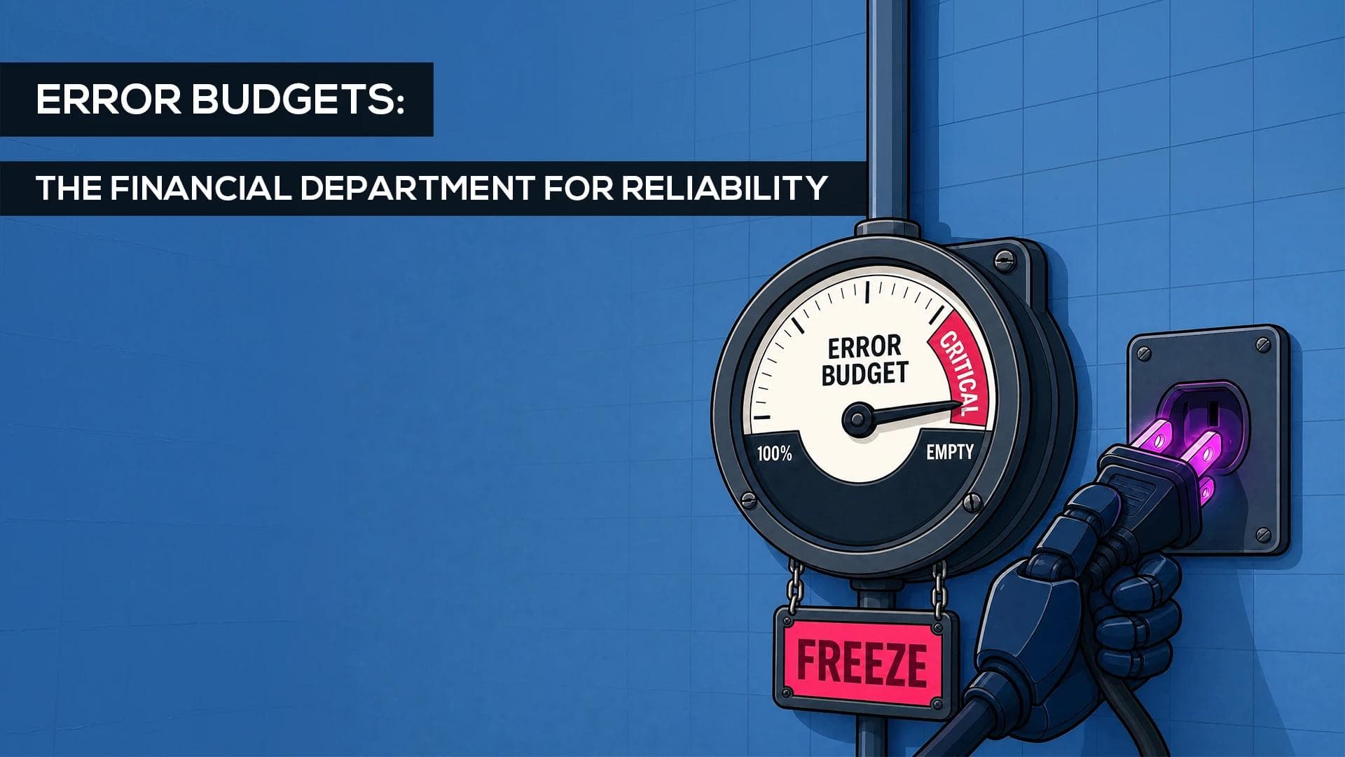 Illustration of an Error Budget gauge used in Site Reliability Engineering (SRE) to balance service reliability and software releases.