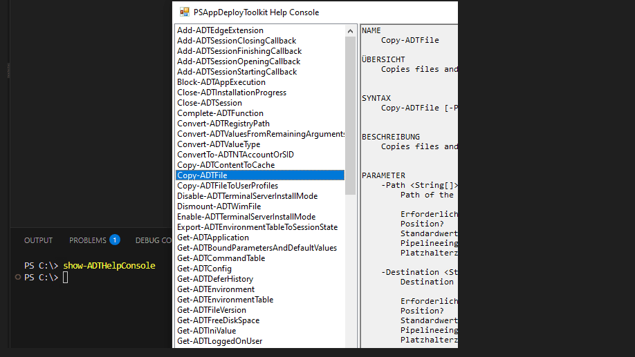 Show-ADTHelpConsole