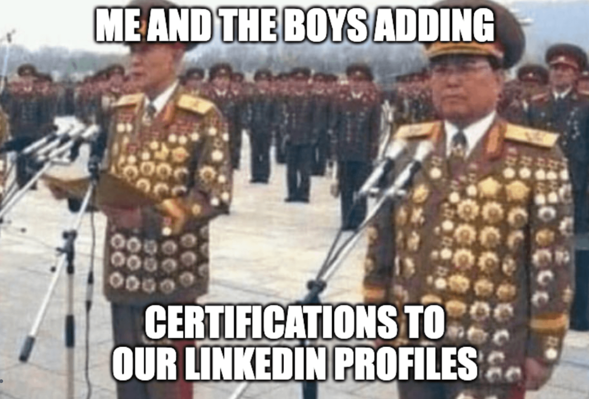 A meme about tech certifications on LinkedIn